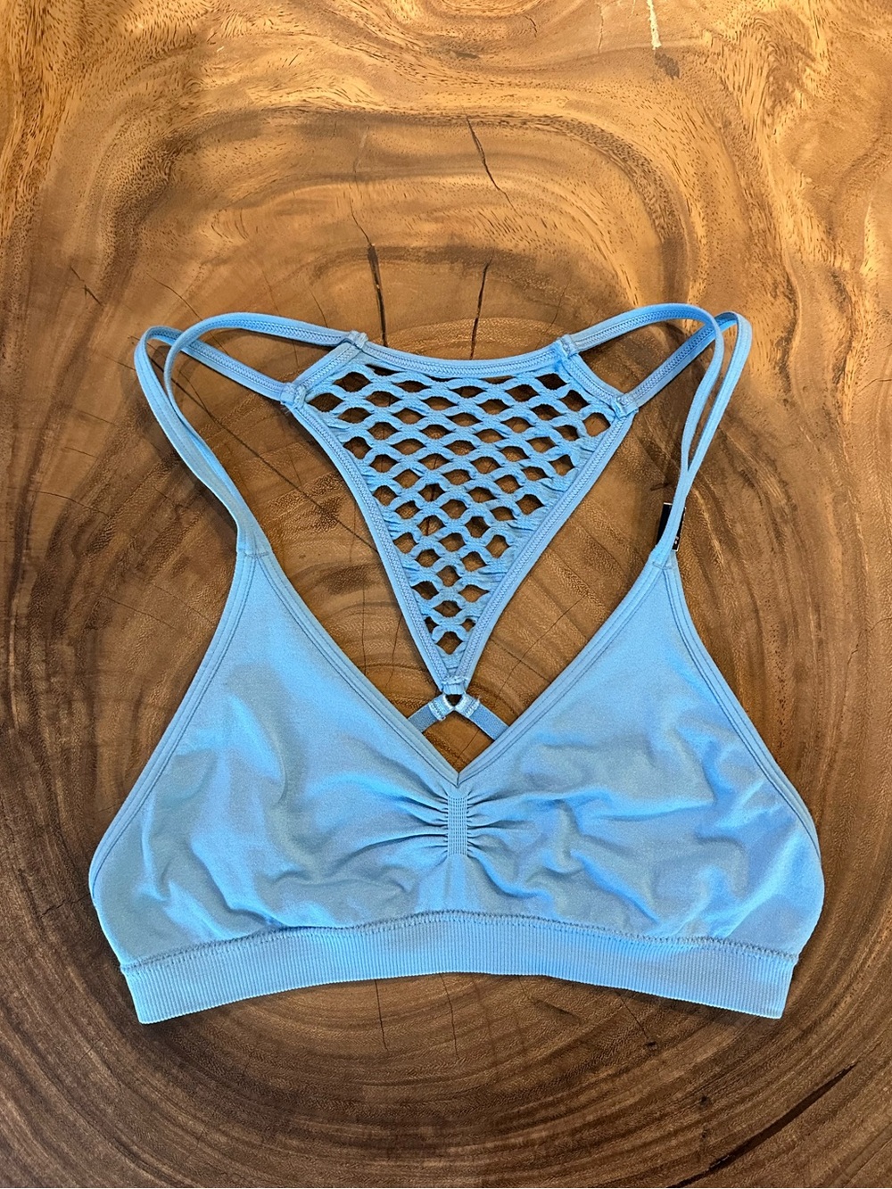 NWOT Victoria's Secret Blue Seamless Crochet Fishnet Racerback Bralette